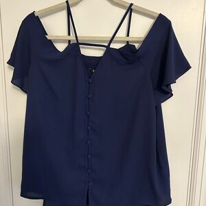 Express Navy Women's Blouse with Button Detail